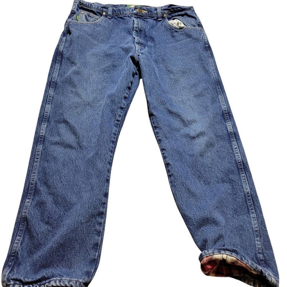 Cabela's Jeans Mens 38x29 Tag 38x30 Flannel-Lined Heavy Denim Blue Workwear